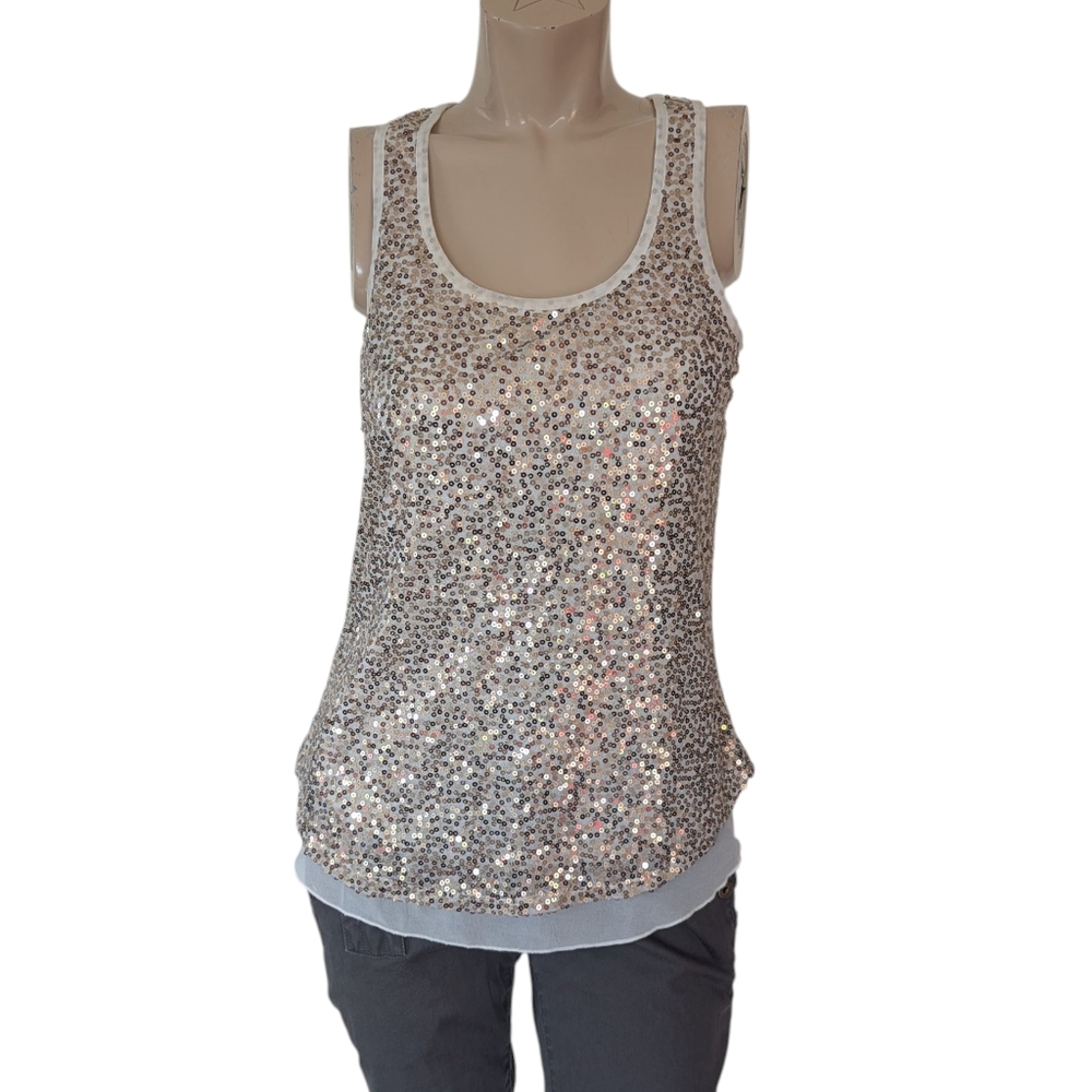 Dynamite Gold Sequin Sleeveless Tank Top